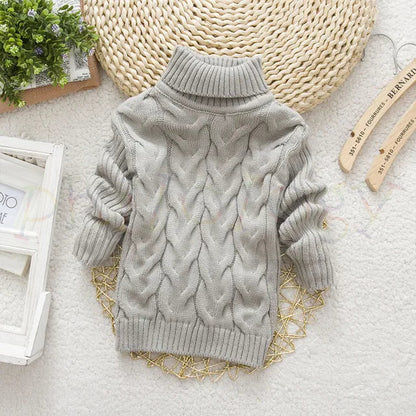Kids Cable Knit Turtleneck Sweater - Soft Acrylic Thick Knit 10