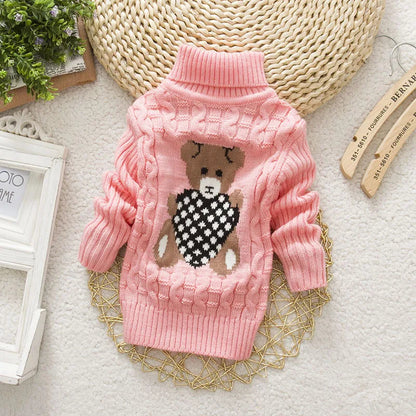 Kids Cable Knit Turtleneck Sweater - Soft Acrylic Thick Knit 4