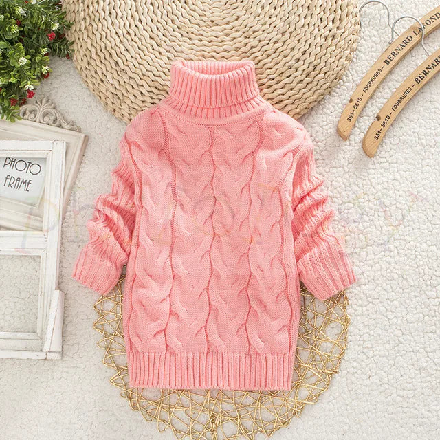 Kids Cable Knit Turtle Neck Soft Acrylic Thick Knit 9