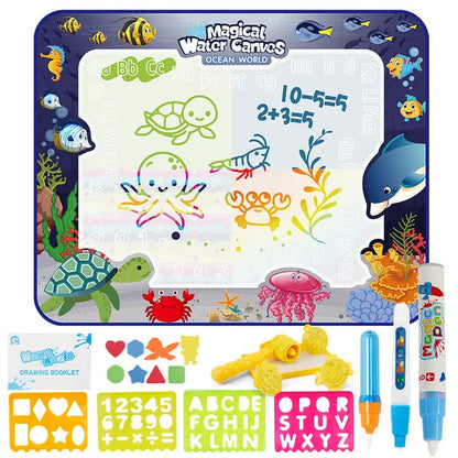 Kinderen Watermat Creatief Speelgoed Met Sjablonen en Waterpennen Herbruikbaar 1000x800mm 11