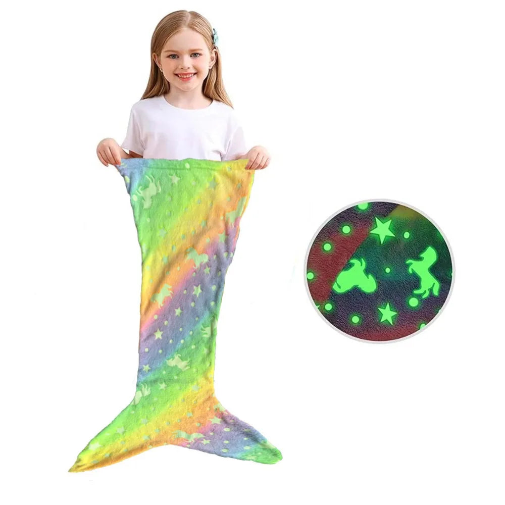 Colorful Glow Kids Sleeping Bag Soft Cozy Design - Lusomart
