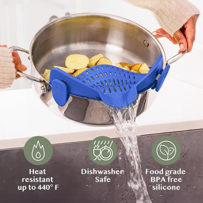Silicone Pot Colander Clip On Kitchen Strainer