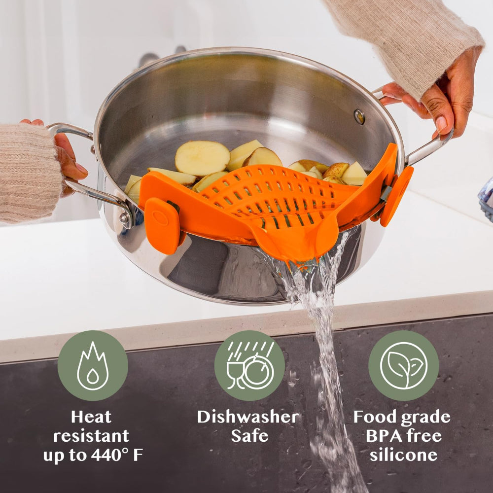 Silicone Pot Colander Clip On Kitchen Strainer