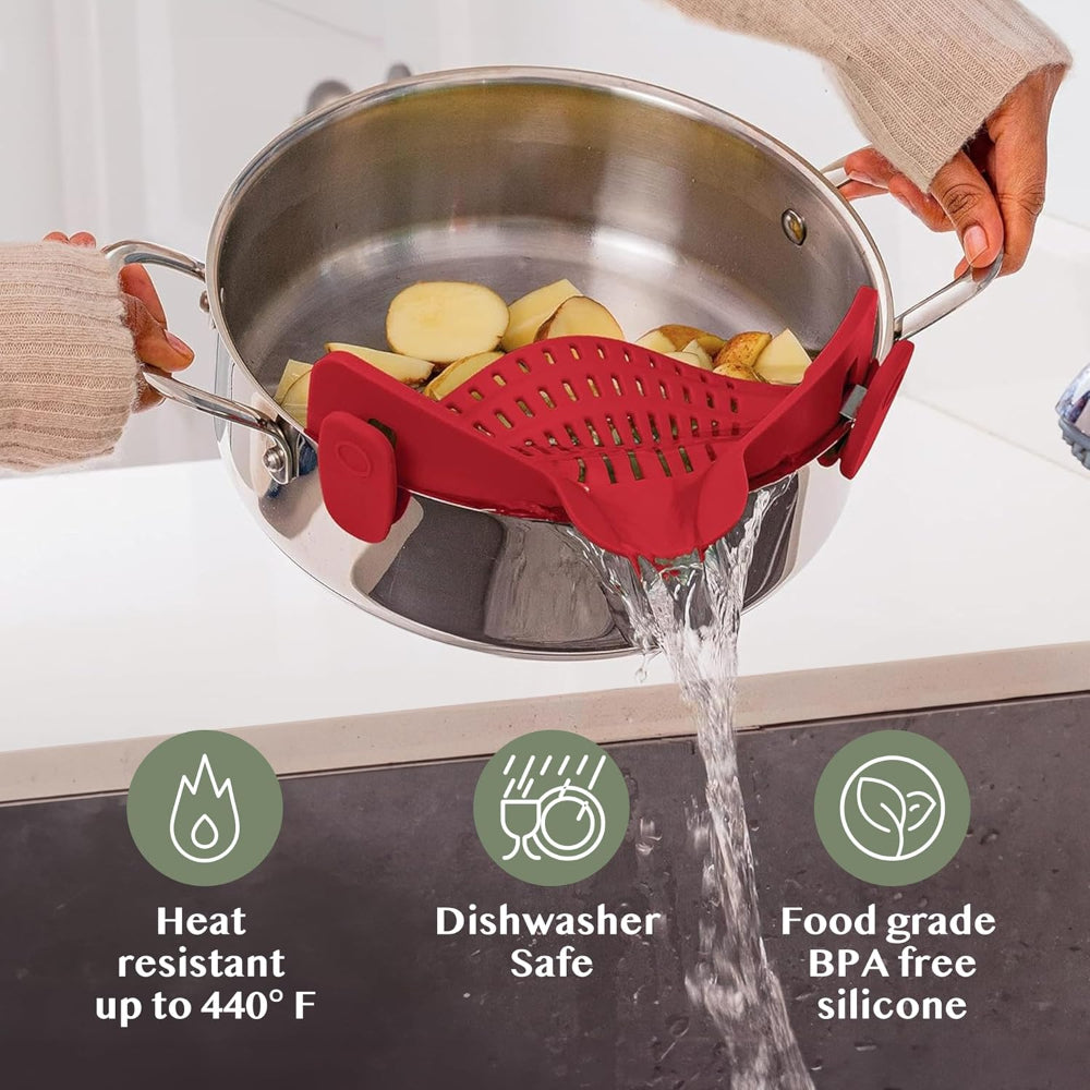 Silicone Pot Colander Clip On Kitchen Strainer