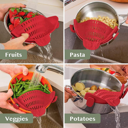 Silicone Pot Colander Clip On Kitchen Strainer