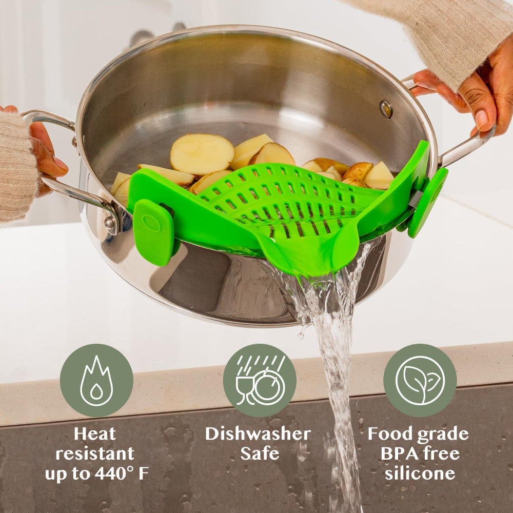 Silicone Pot Colander Clip On Kitchen Strainer