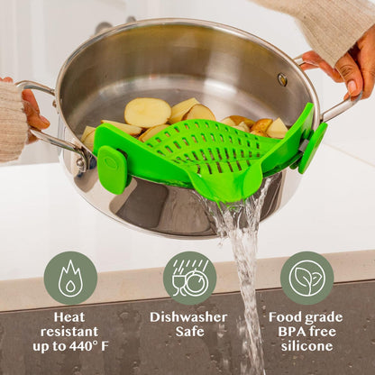 Silicone Pot Colander Clip On Kitchen Strainer