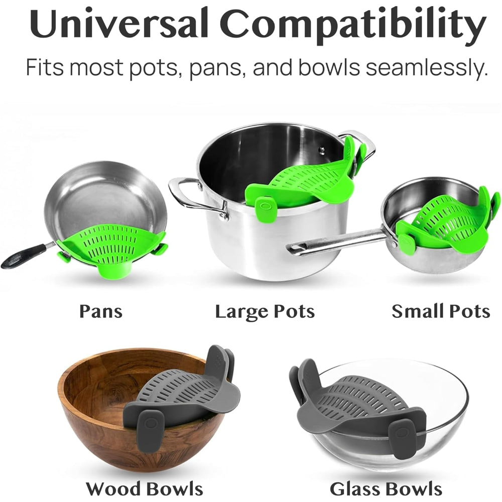 Silicone Pot Colander Clip On Kitchen Strainer
