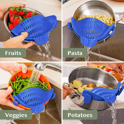 Silicone Pot Colander Clip On Kitchen Strainer