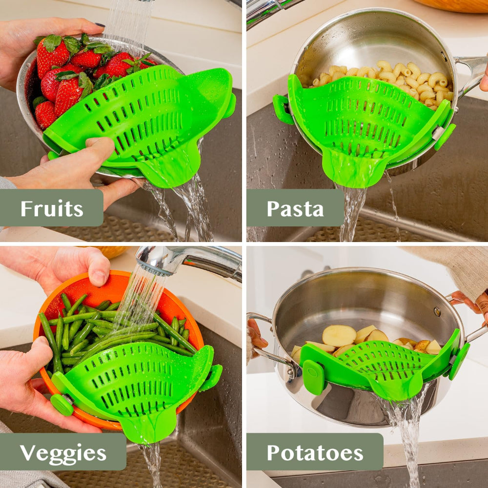 Silicone Pot Colander Clip On Kitchen Strainer