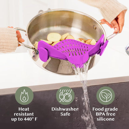 Silicone Pot Colander Clip On Kitchen Strainer