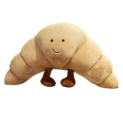 Knuffel Kussen Croissant Zacht Pluche 33 cm Lichtbruin met Lachend Gezichtje 5