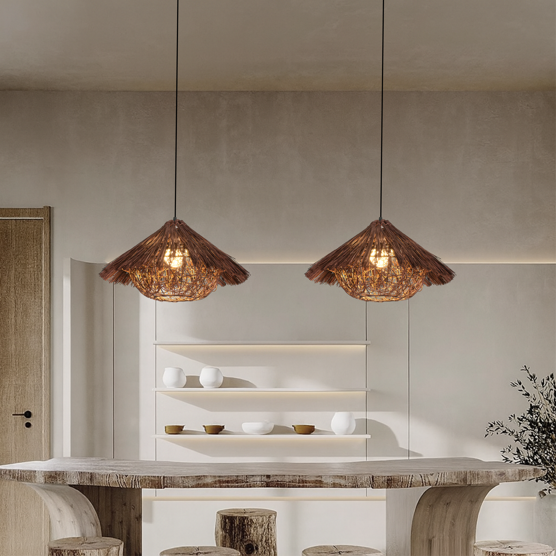 Korin | Vintage Rattan Bamboo Pendant Light for Home Décor 1