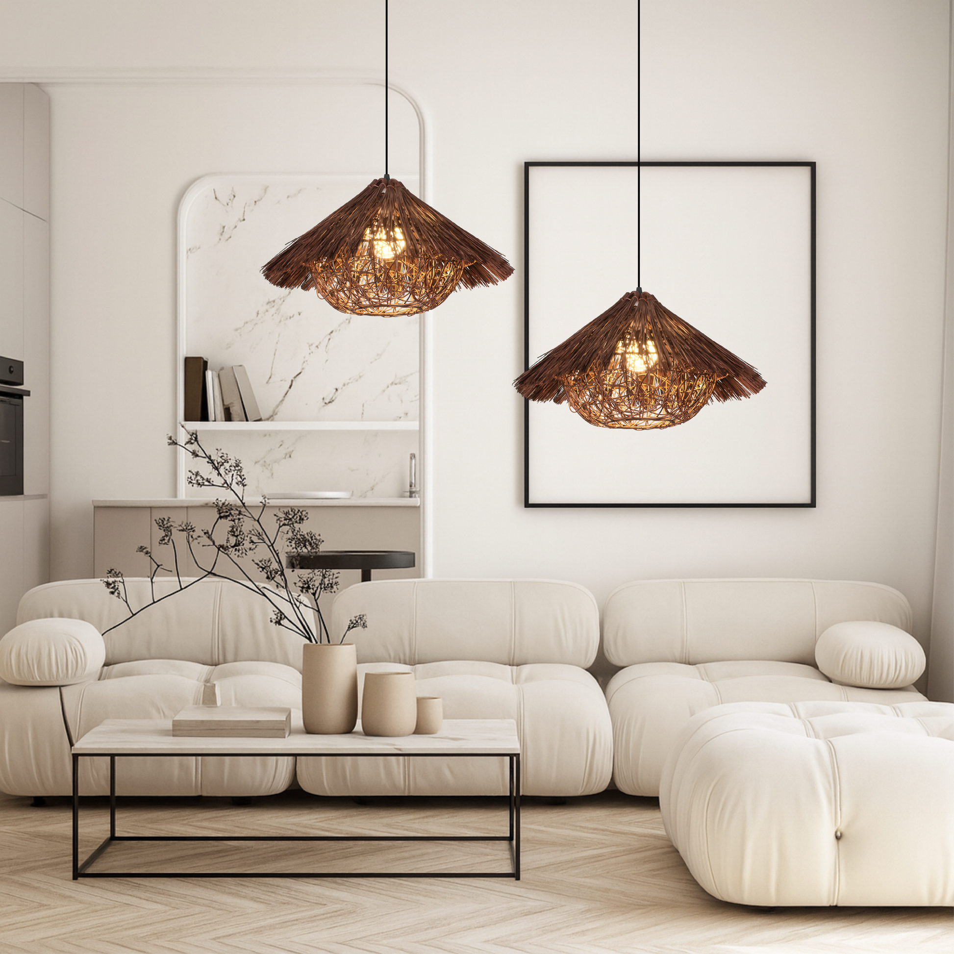 Korin | Vintage Rattan Bamboo Pendant Light for Home Décor 2