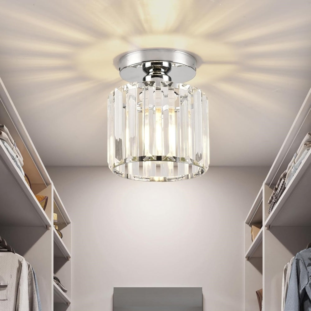 Kryos | Elegant Crystal Flush Mount Ceiling Light Fixture with Brass Accent 11