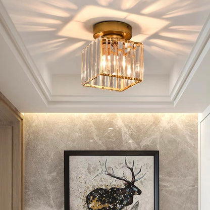 Kryos | Elegant Crystal Flush Mount Ceiling Light Fixture with Brass Accent 12