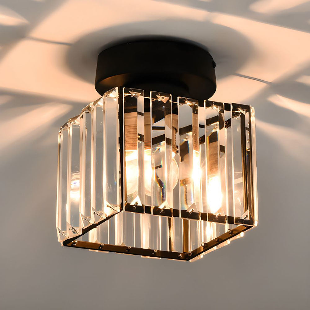Kryos | Elegant Crystal Flush Mount Ceiling Light Fixture with Brass Accent 2