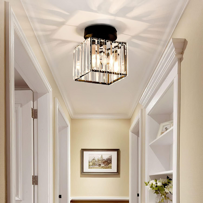 Kryos | Elegant Crystal Flush Mount Ceiling Light Fixture with Brass Accent 4