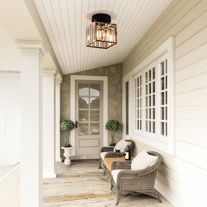 Kryos | Elegant Crystal Flush Mount Ceiling Light Fixture with Brass Accent 5