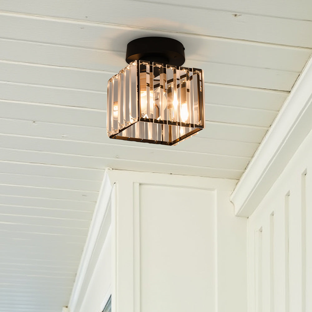 Kryos | Elegant Crystal Flush Mount Ceiling Light Fixture with Brass Accent 6