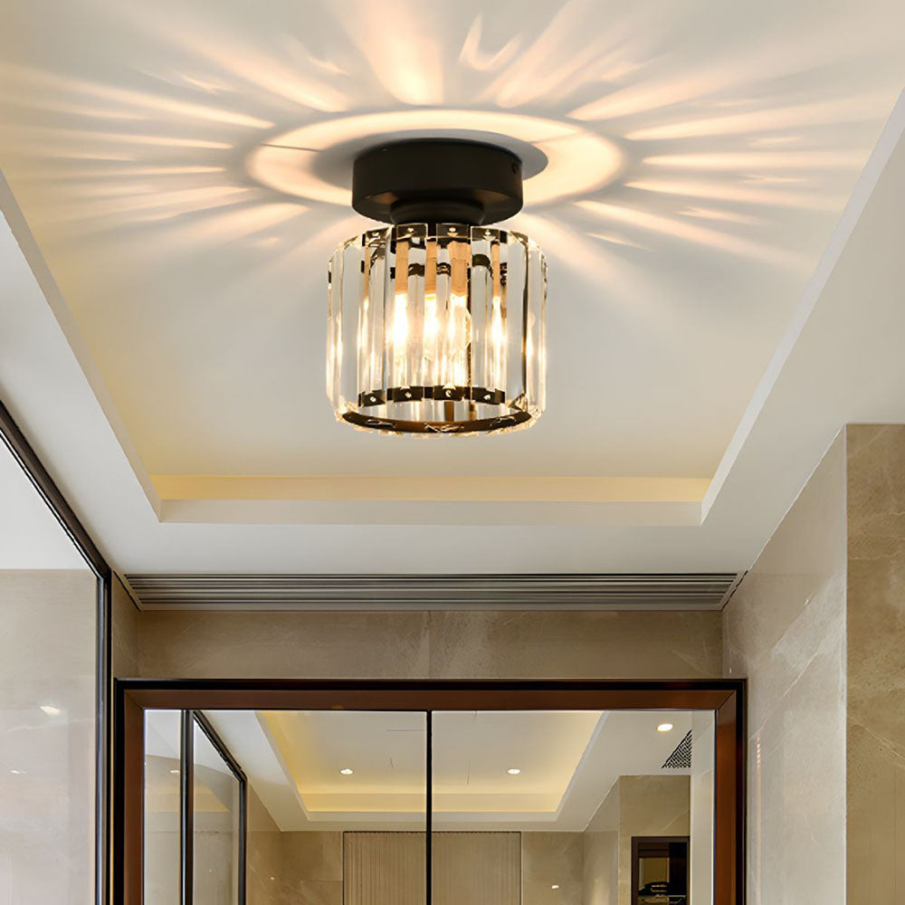 Kryos | Elegant Crystal Flush Mount Ceiling Light Fixture with Brass Accent 9