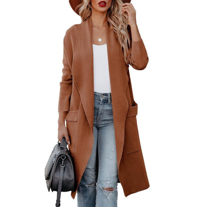 Kylie | Women's Classic Knit Suede Trench Coat - Lusomart