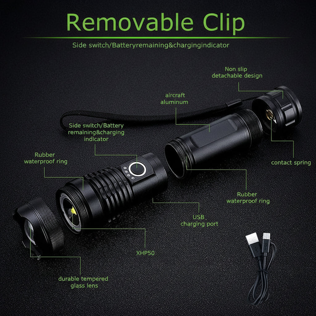 Bright Rechargeable LED Pocket Torch Light