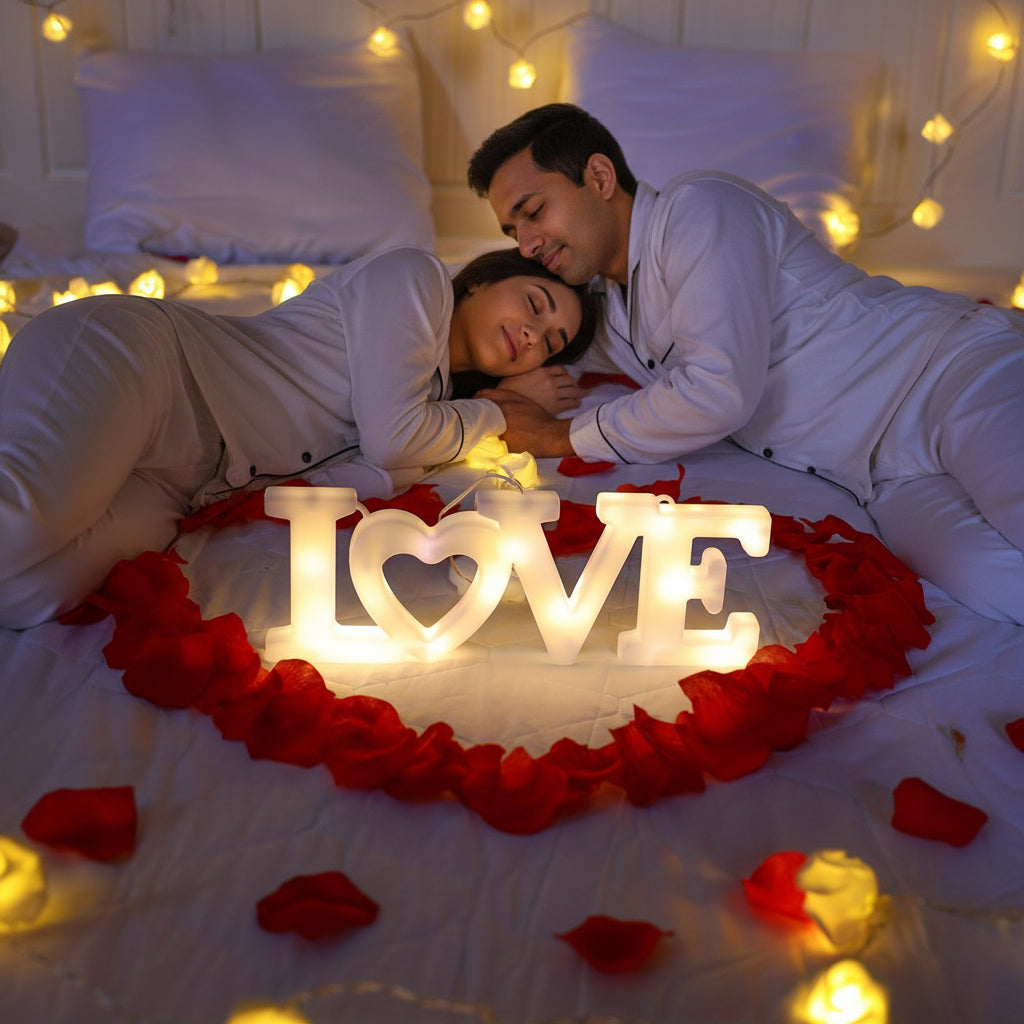 Romantic Heart Shaped LED Table Lamp Valentine Decor