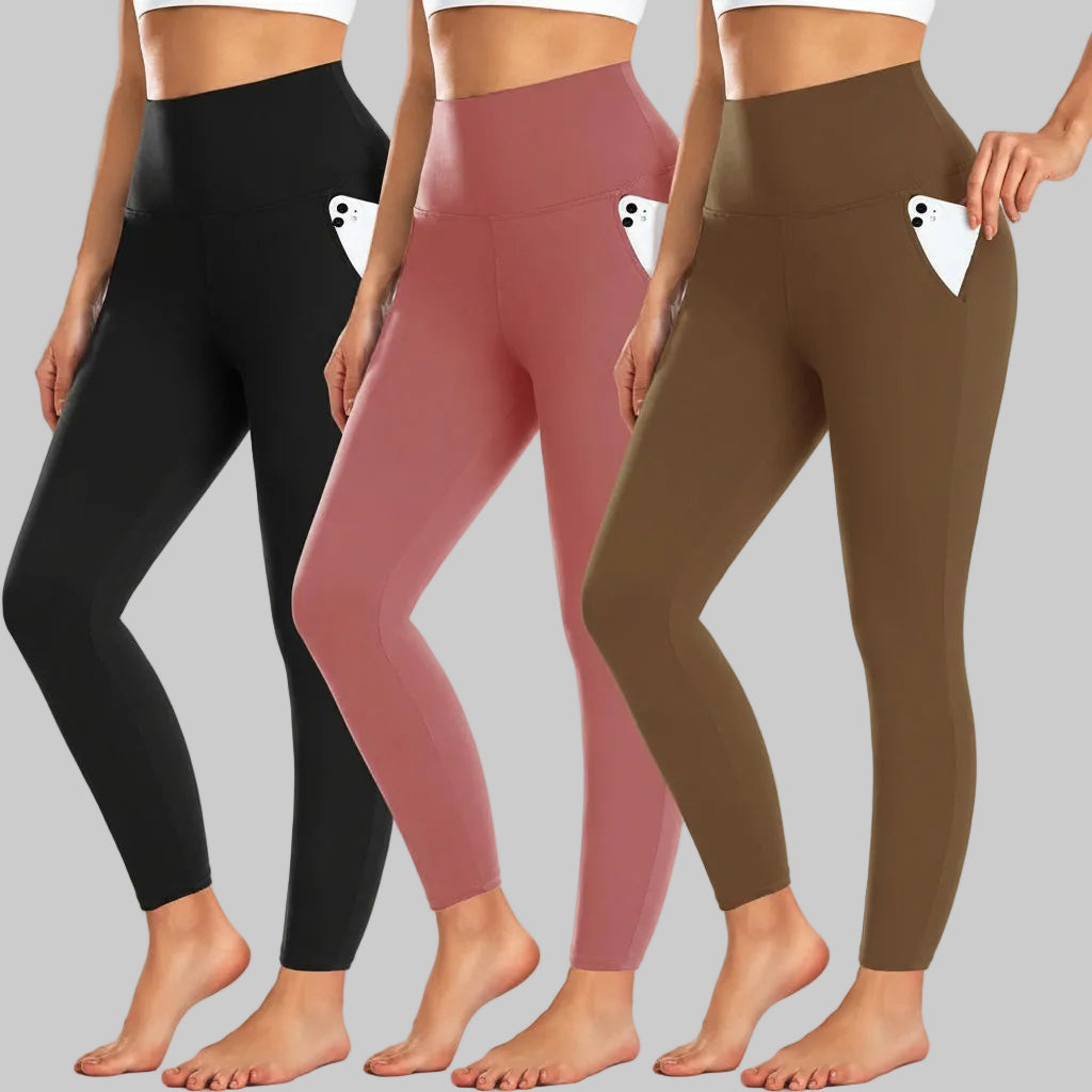 Warm High Waist Yoga Pocket Leggings Pants - Lusomart
