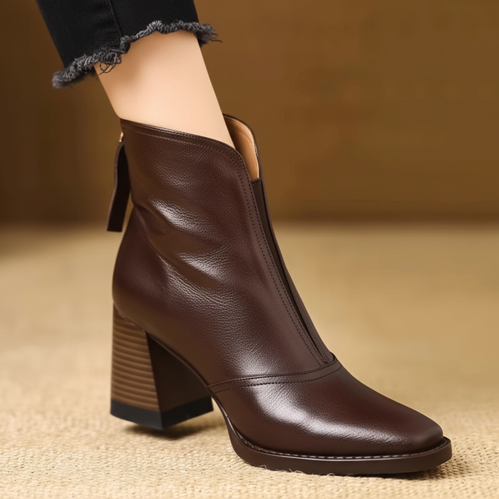 Low Heel Ankle Boots for Women Zip Up Casual Shoes - Lusomart
