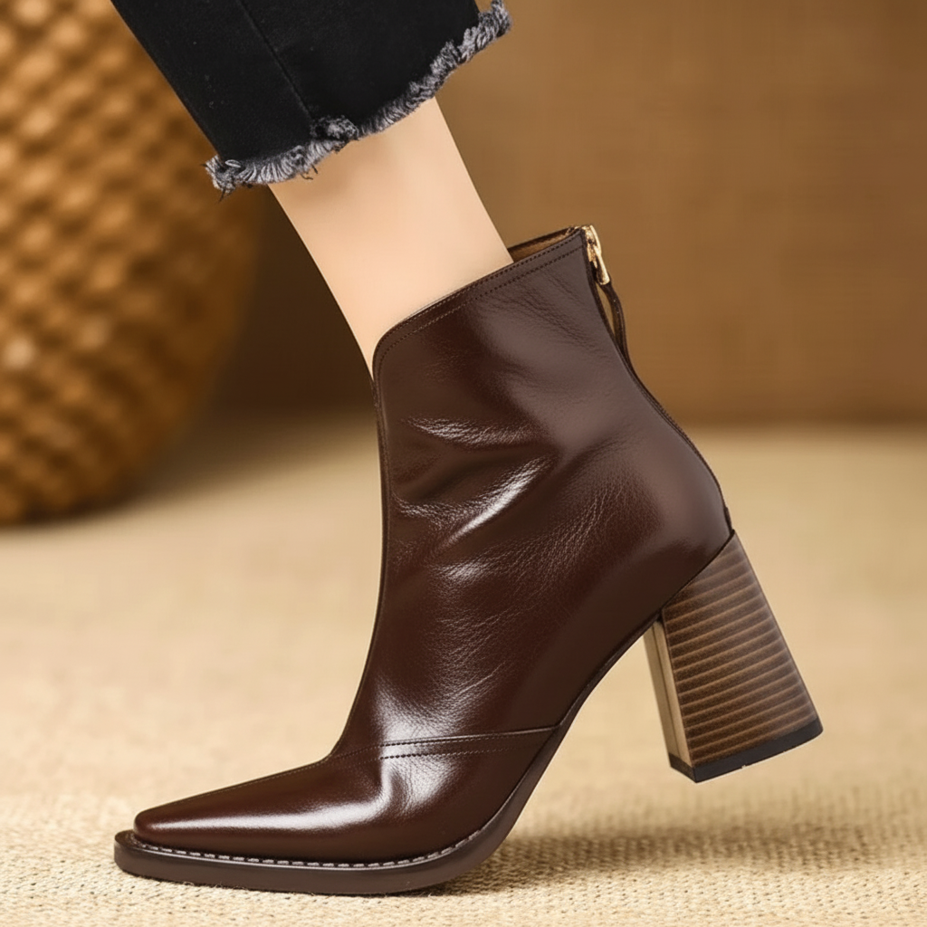 Low Heel Ankle Boots for Women Zip Up Casual Shoes