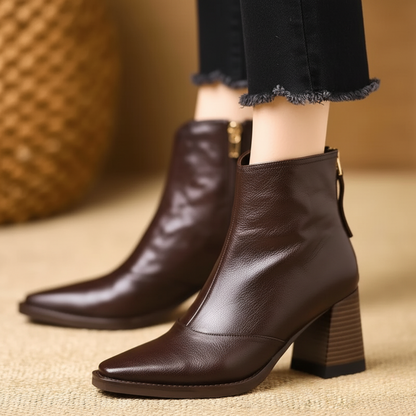 Low Heel Ankle Boots for Women Zip Up Casual Shoes