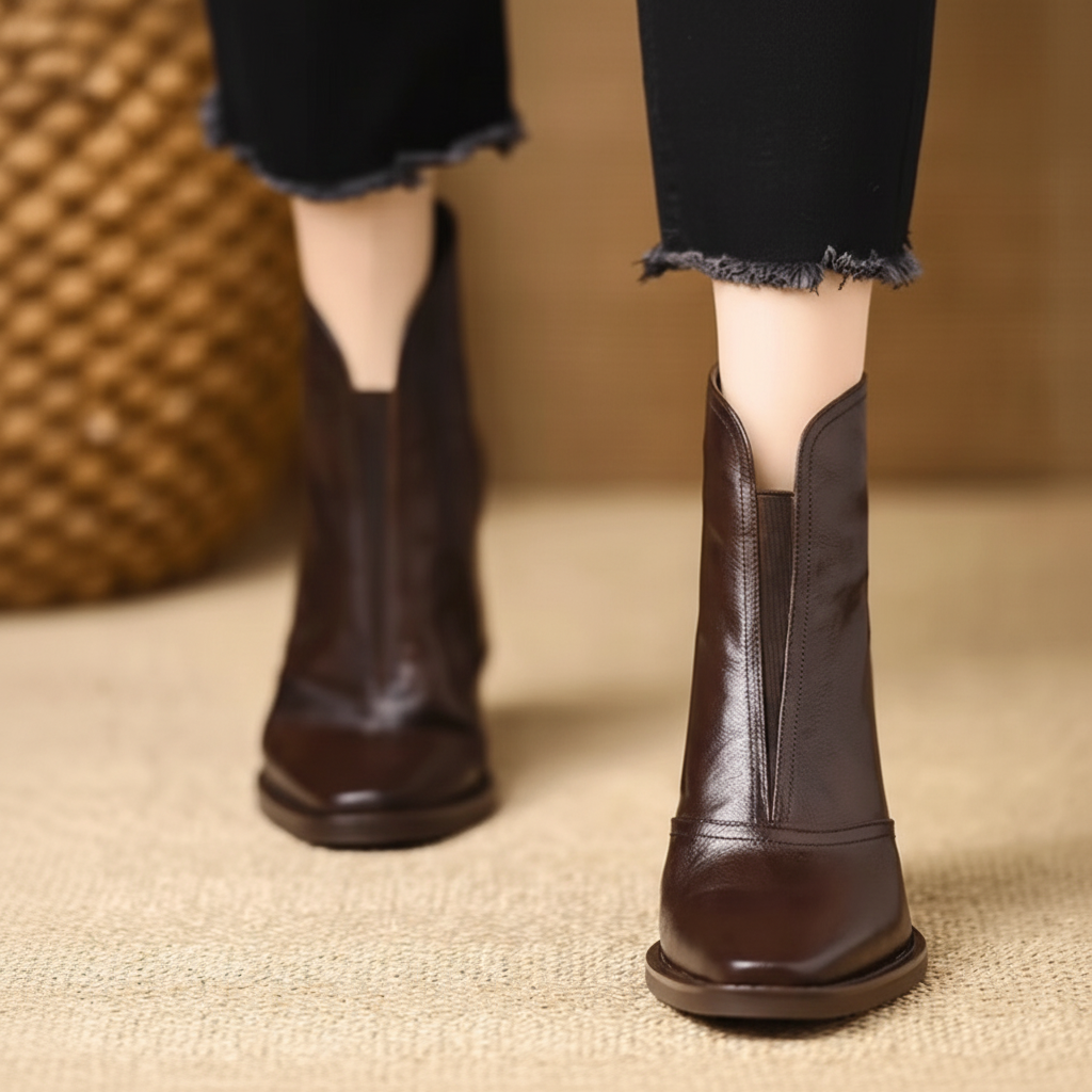 Low Heel Ankle Boots for Women Zip Up Casual Shoes