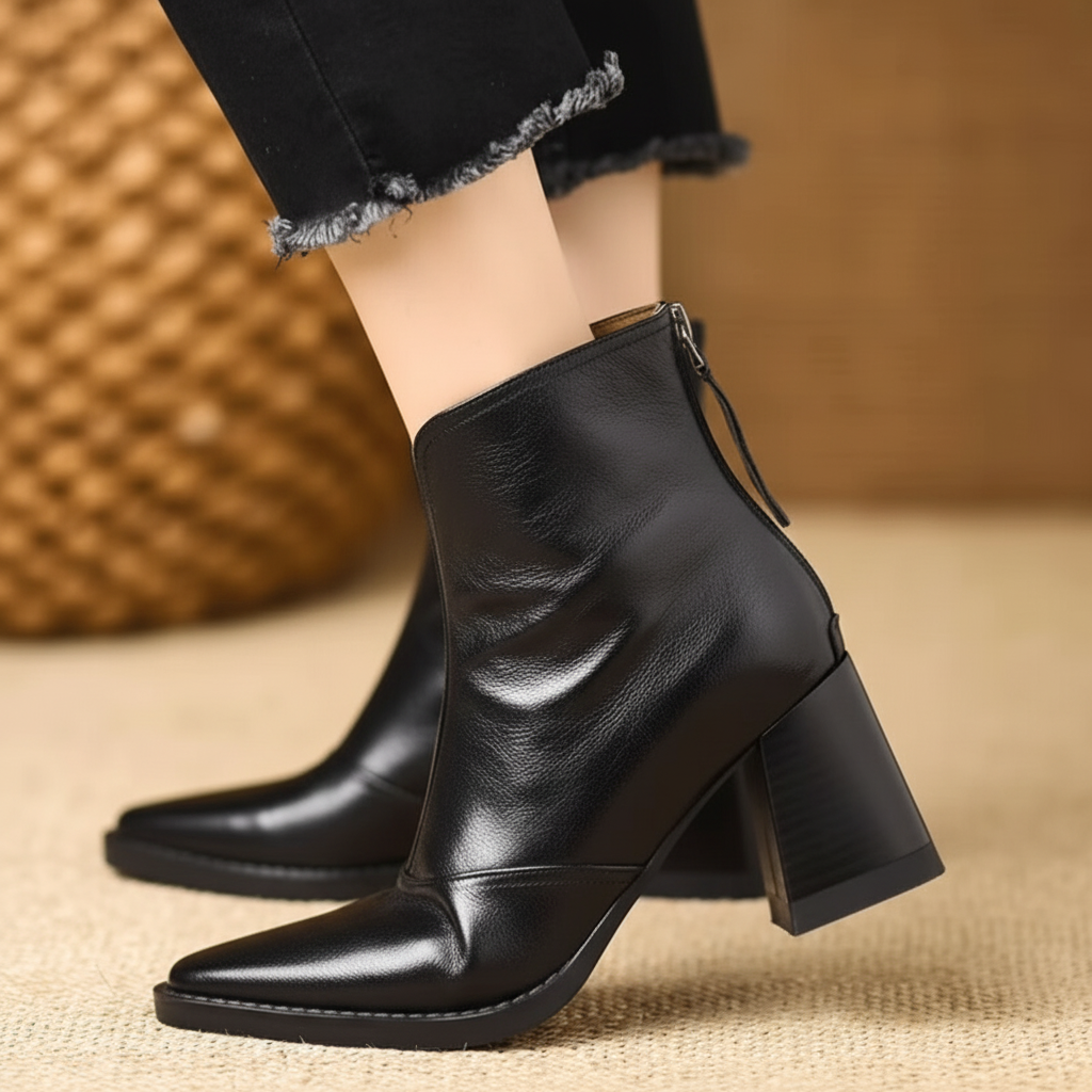 Low Heel Ankle Boots for Women Zip Up Casual Shoes