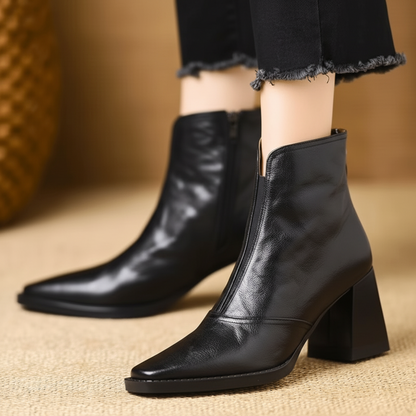 Low Heel Ankle Boots for Women Zip Up Casual Shoes