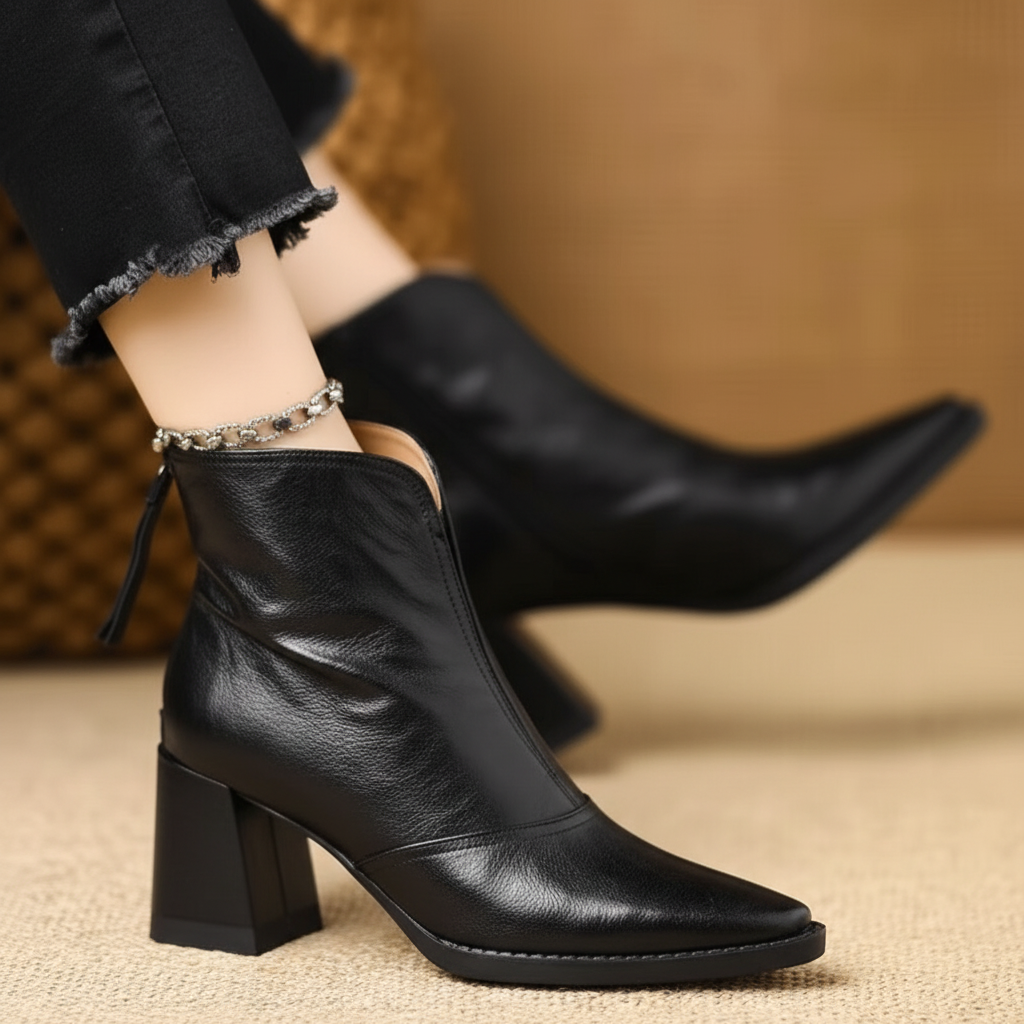 Low Heel Ankle Boots for Women Zip Up Casual Shoes