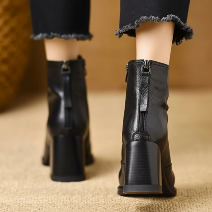 Low Heel Ankle Boots for Women Zip Up Casual Shoes