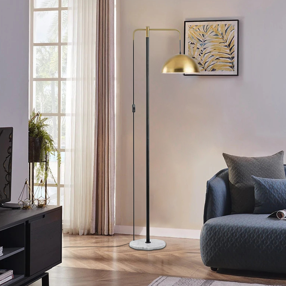 Luxury Metallic Tall Floor Lamp with Round Shade - Lusomart