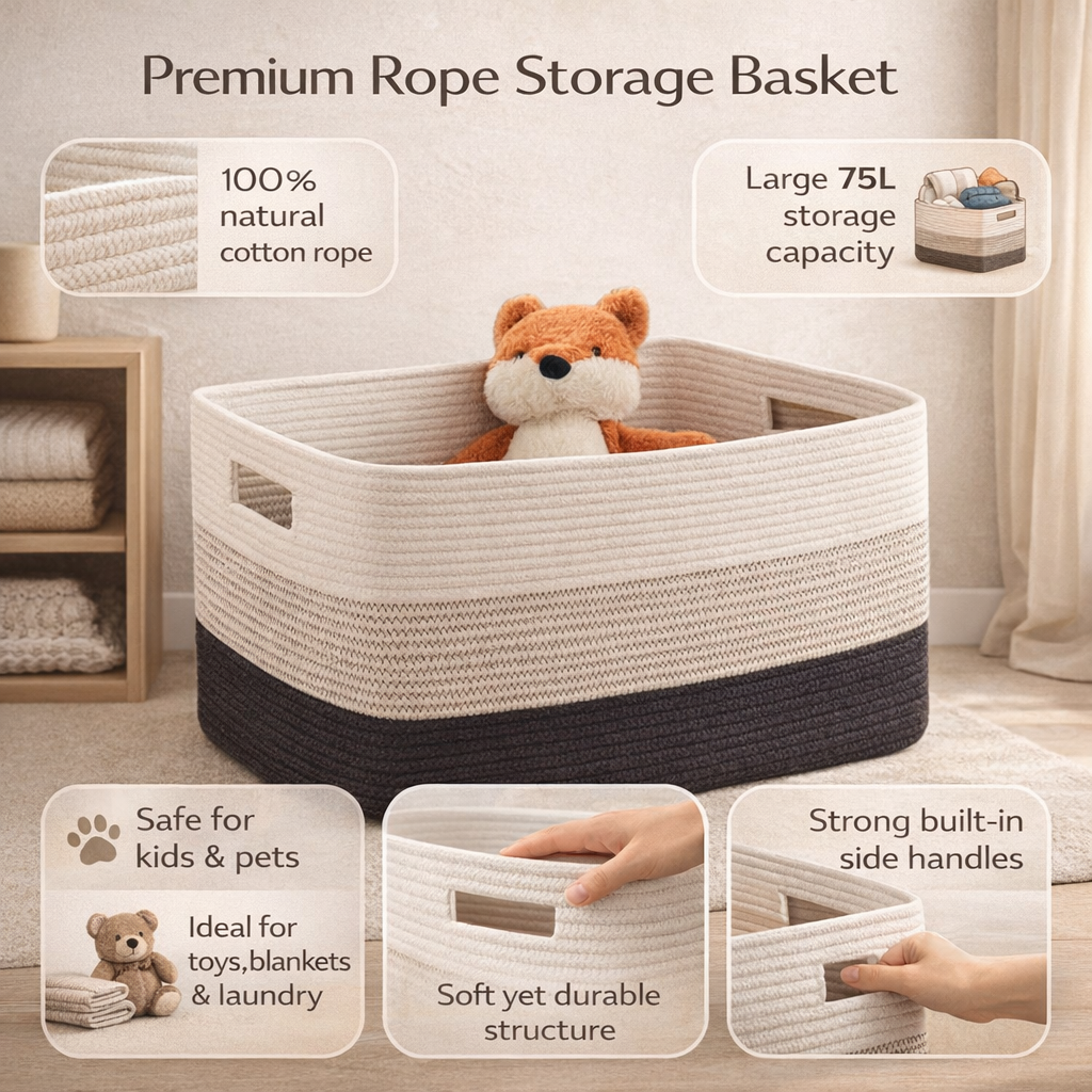 Big Wicker Laundry Hamper with Carry Handles