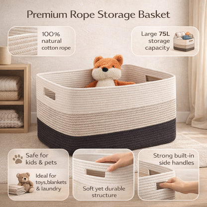 Big Wicker Laundry Hamper with Carry Handles