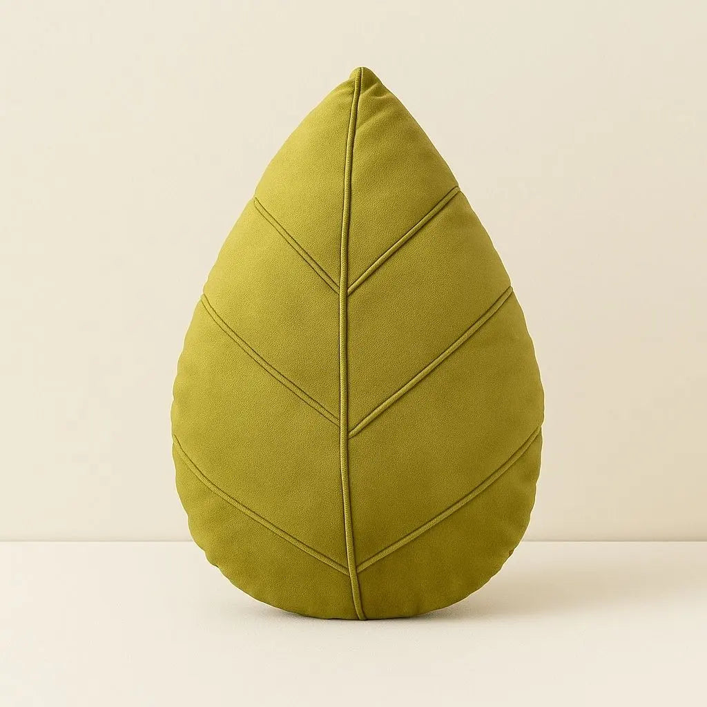 Botanical leaf pillow soft green decorative cushion with realistic vein texture for home accent