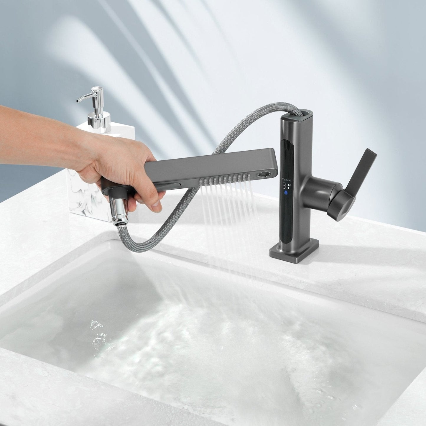 Stainless Steel Single Handle Kitchen Faucet With Temp Control