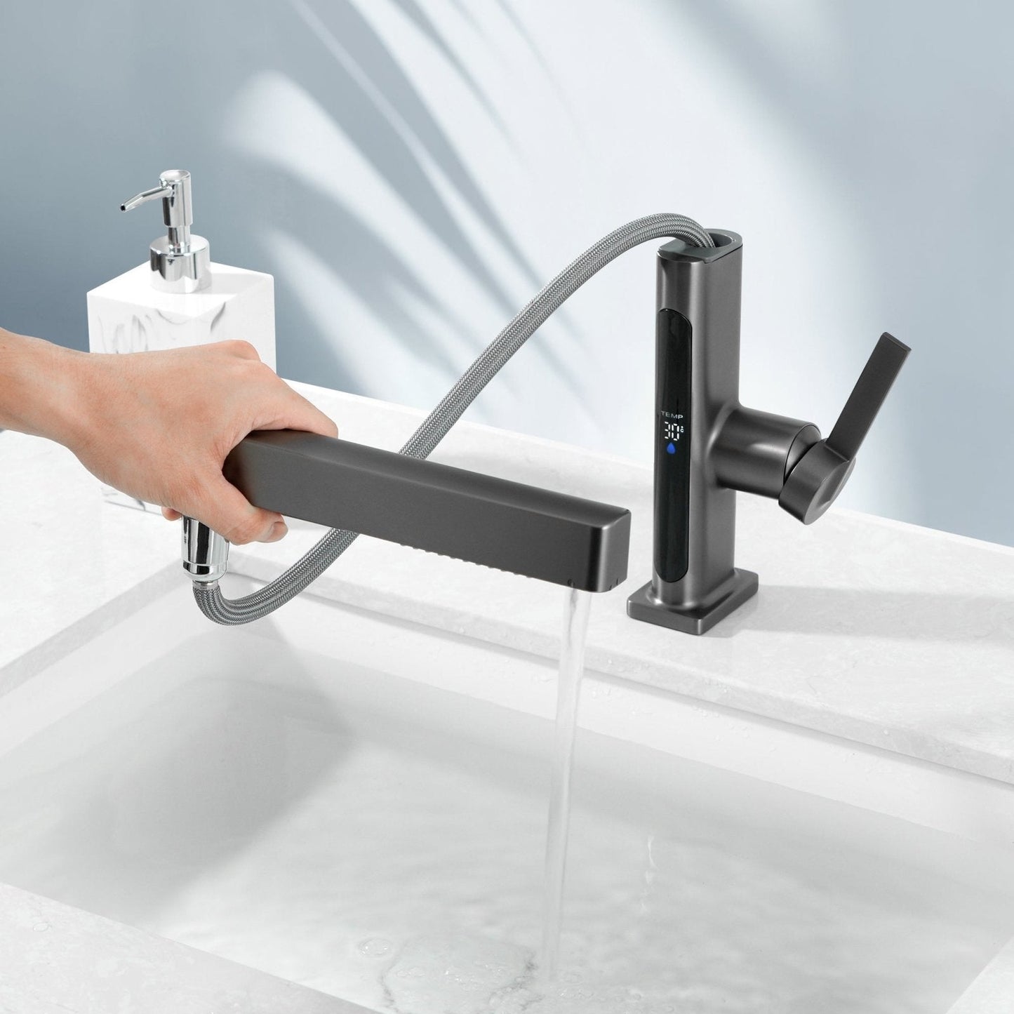 Stainless Steel Single Handle Kitchen Faucet With Temp Control