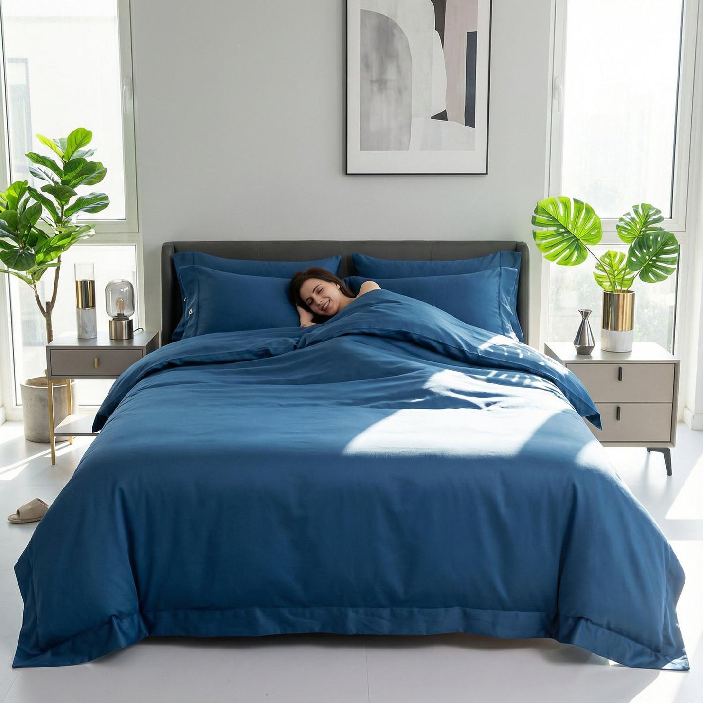 Gray Plush Duvet Cover Set With Simple Chic Bedding