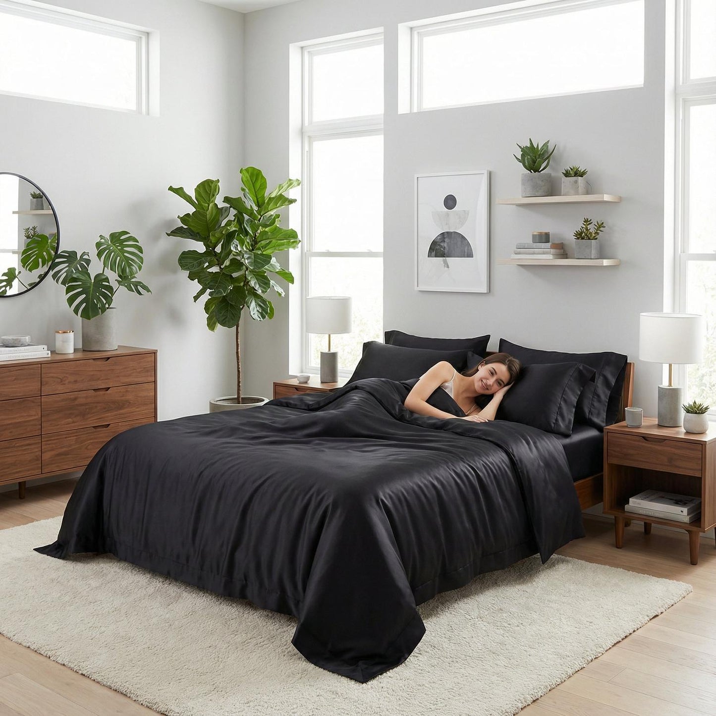 Gray Plush Duvet Cover Set With Simple Chic Bedding