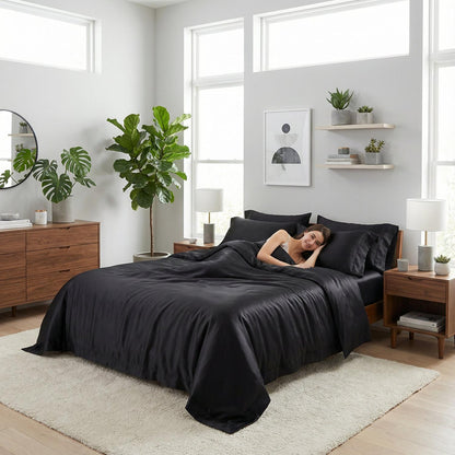 Gray Plush Duvet Cover Set With Simple Chic Bedding