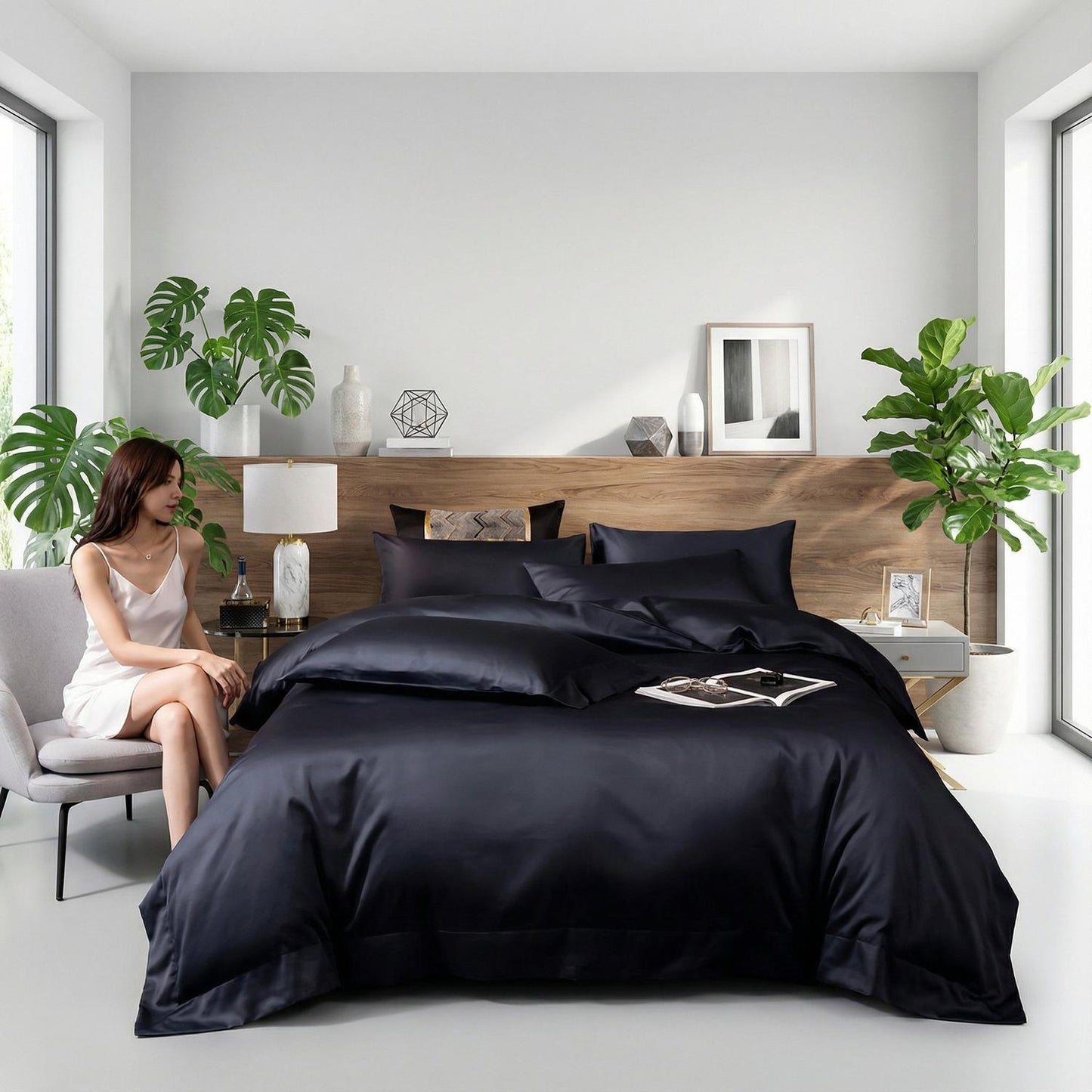 Gray Plush Duvet Cover Set With Simple Chic Bedding