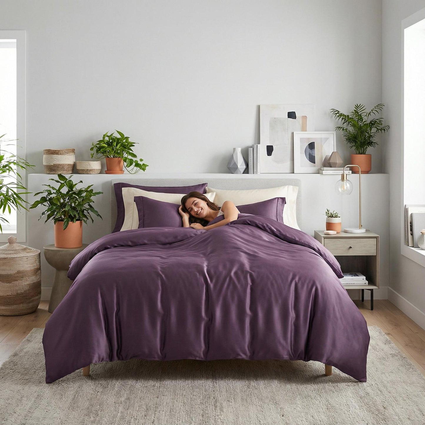 Gray Plush Duvet Cover Set With Simple Chic Bedding