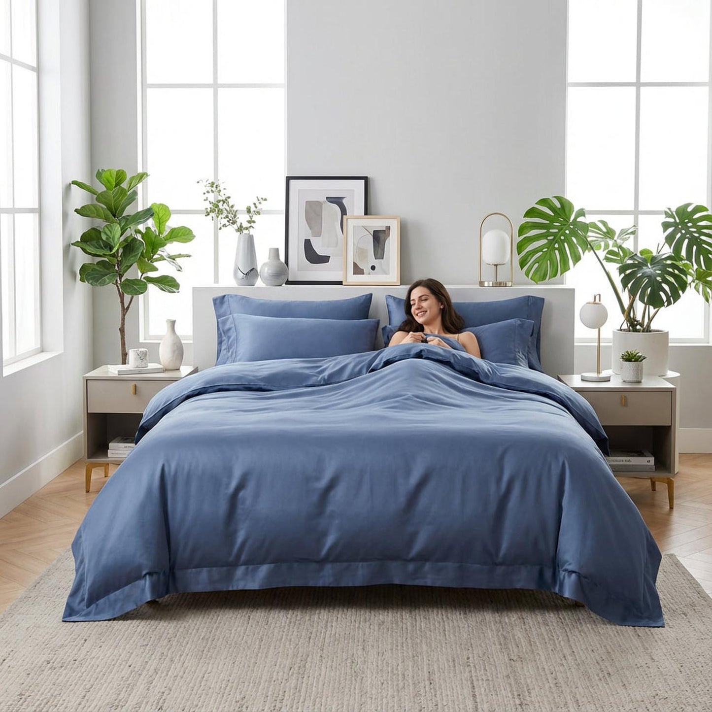 Gray Plush Duvet Cover Set With Simple Chic Bedding