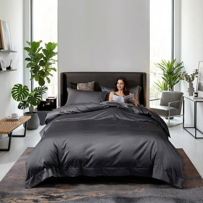 Gray Plush Duvet Cover Set With Simple Chic Bedding
